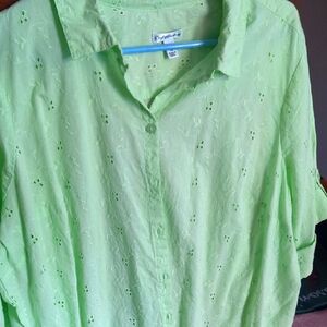 Croft & Barrow Green Long Sleeve Button Down Shirt Nwot.Can Roll UpTOO SALE.